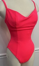 Vintage Women  s 80s Neon Coral One Piece Swim Suit Size 10 New
