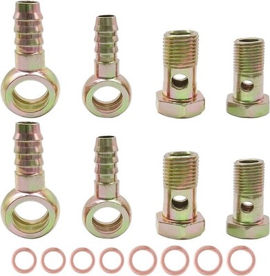 4 Set 12mm & 14mm Diameter Banjo Hose Barb Bolt Fittings,Metric Thread Banjo Bol