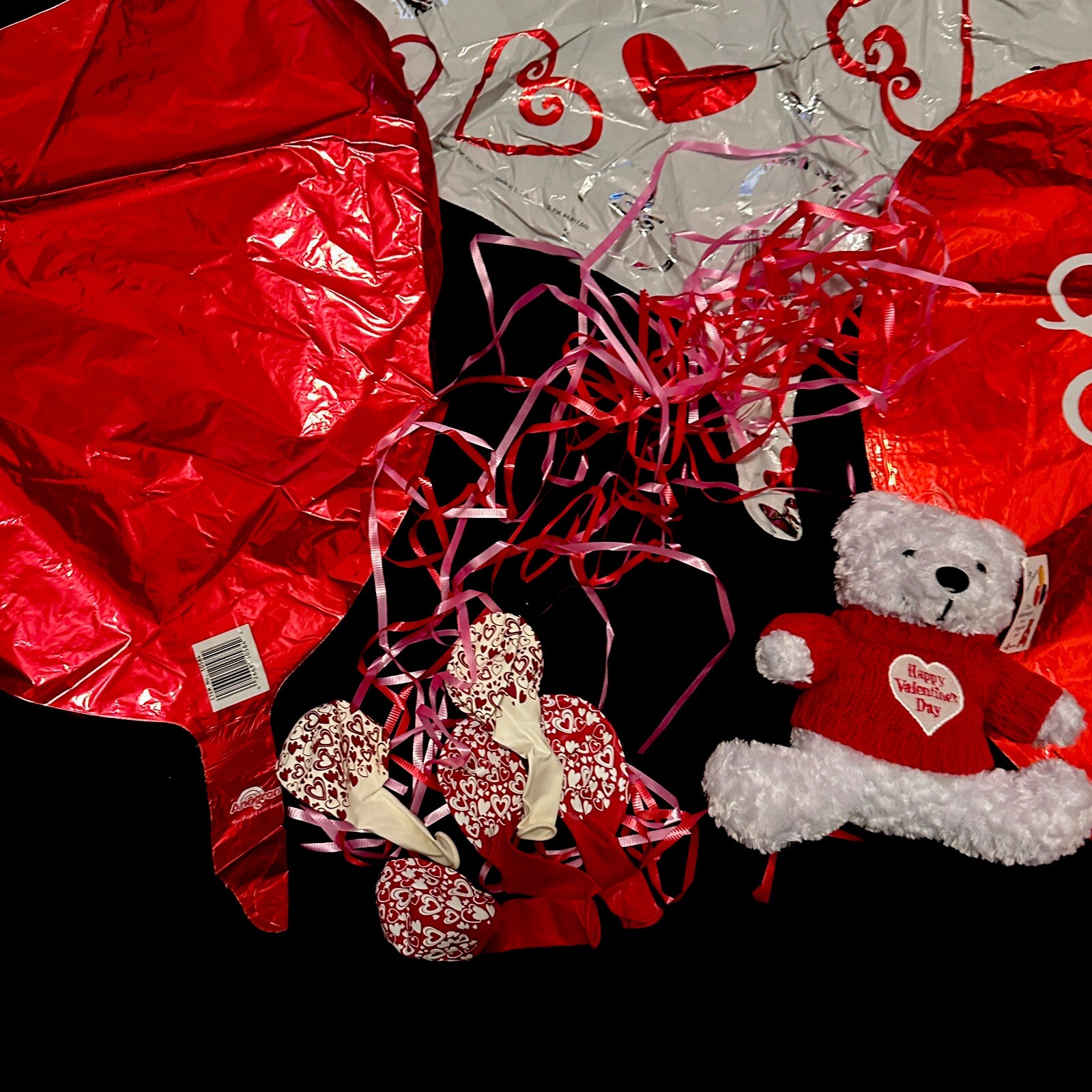Valentine’s Day I Love You Balloon Bouquet W/ Jumbo 36” Foil Mylar & Teddy Bear