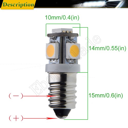 4 x E10 Screw Base 5050 SMD 5 LED 3V C/D Torch Flashlight Bulb Warm White 4300K - Picture 3 of 7