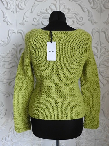 DKNY NWT Mohair Wool Chunky Knit SWEATER TOP Lime Green P XS S NEW - Picture 16 of 24