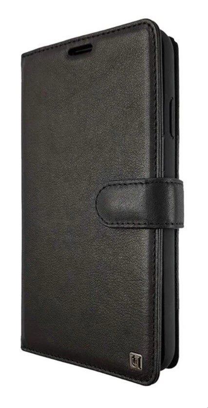 NUEVO IPhone XS Max Estuche Billetera Doble Plegable Cuero Genuino Ranuras para Tarjetas de Crédito Negro Foto 4 de 4