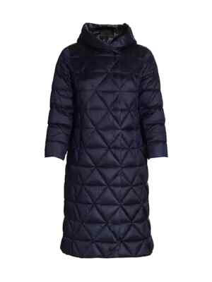 NEW, Marina Rinaldi, Plus Size Paniere Longline Quilted Coat Navy SZ 22 #C3965