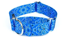 Country Brook Petz® 1 1/2 Inch Blue Bandana Martingale Dog Collar