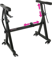 Keyboard Stand W/ Wheels - Black Z Style Adjustable  Portable Professional Heav