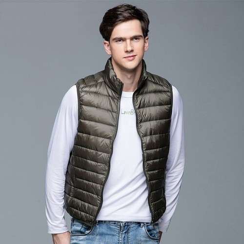 Men Coat White Duck Down Vest Portable 
