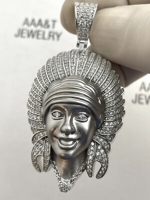 925 Solid Sterling Silver Cubic Zirconia Icy American Indian Pendant | eBay
