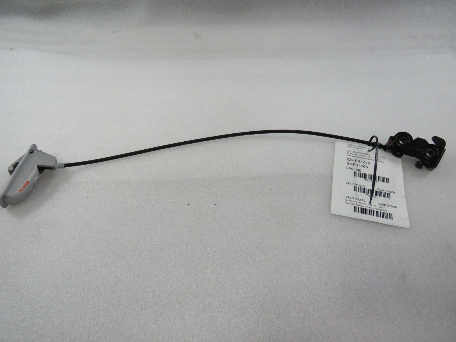 Ferrari FF, Rear Seat Release Handle w/Cable, Used, P/N 83656800