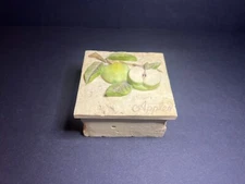 Decoline Handmade & Hand Painted Resin Ornate Apples Jewelry Trinket Box w/ Lid