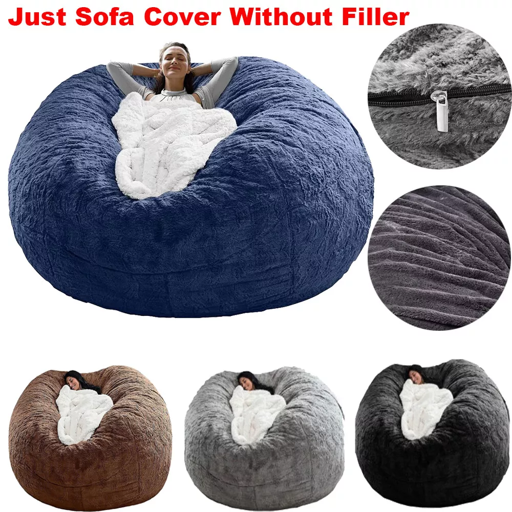 7FT Memory Foam Bean Bag Chair Cover Living Room Furniture Lazy Sofa Bed  Cover