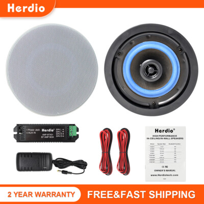 Herdio 2x 4'' 160W Bluetooth Deckenlautsprecher Flachmontage Vollbereich Heimkino