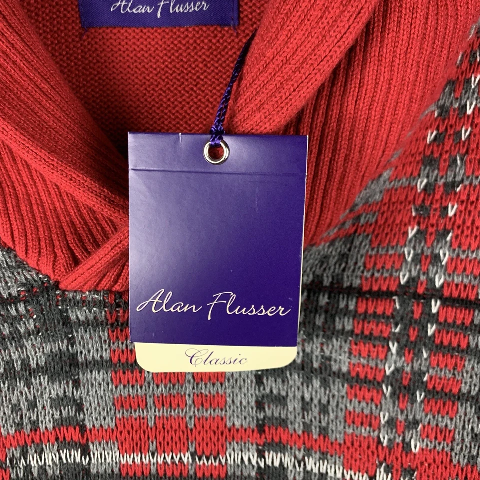 Suéter Clásico Alan River Para Hombres Grande Rojo Cuadros Chal Cuello NUEVO Foto 4 de 4