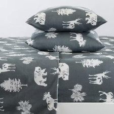 4-Piece Wilderness Ultra-Soft Forest Animal - Dark Grey Microfiber Twin Sheet Se