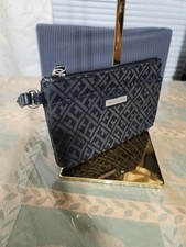 Tommy Hilfiger Wristlet Black Canvas with Faux Leather Trim