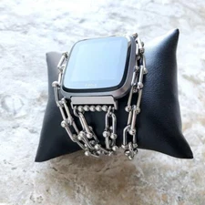 U Shaped Triple Wrap Chain Link Bracelet Band for Fitbit Versa 2 3 4 & Sense 2