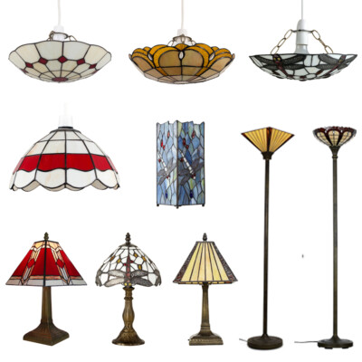 Tiffany Design Beleuchtungssortiment Tisch Stehlampe einfach zu montieren Lampenschirm Glas Anhänger