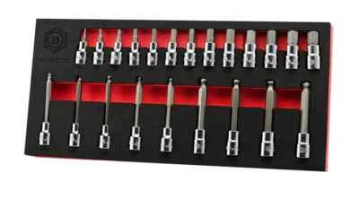 Britool Hallmark 3/8''D Std Hex & Long Ball-Ended Hex Allen Key Bit Socket Set