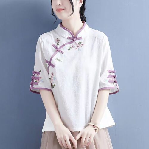 Women's Retro Chinese Embroidery Hanfu Tang Dress Top Ancient Chinese Tea Dress - Picture 26 of 31