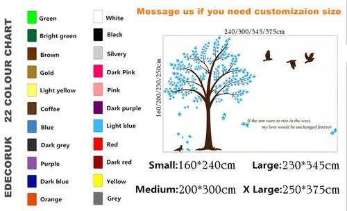 X-Large Birds Tree Branch Wall Stickers Vinyl Decals UK RUI247 - Picture 6 of 8