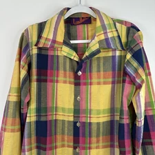 Landlubber Women Plaid Button Up Shirt Multicolor Size Large