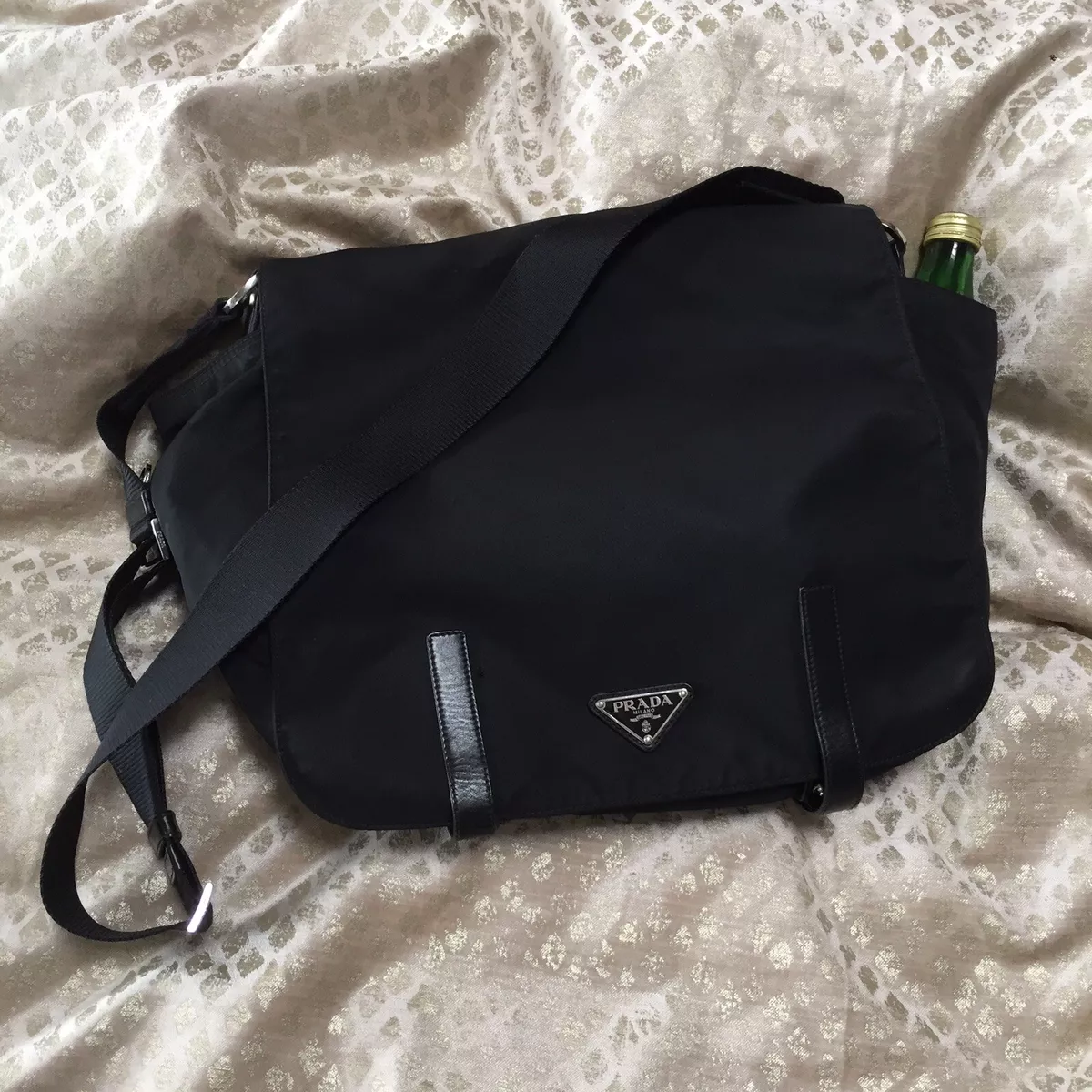 Prada Re-nylon Messenger Bag in Black for Men