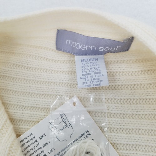 SUÉTER CARTIGANO DE COLECCIÓN ALMA MODERNA tejido acanalado en marfil talla M lana/angora nuevo con etiquetas - Imagen 3 de 13