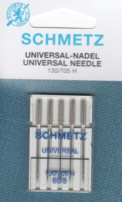 5 Schmetz Nähmaschinennadeln Universal 130/705H Stärke 60/8 für dünne Stoffe