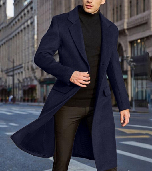 Navy Blue Coat New Trend Coat Suit Men's Blazer Suit Trench Coat