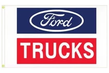 Ford Trucks White Flag 3x5 FT Grommets & D-Rings Car Show Racing Garage Workshop
