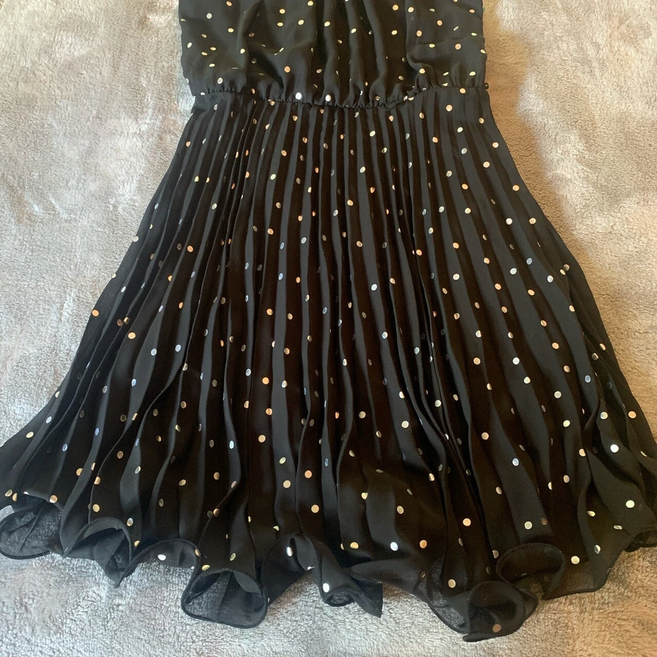 Vestido de Gasa Falda Plisada Lunares Negro Plateado Pinky Talla 14 para Niña Usado en Excelente Condición Foto 4 de 4