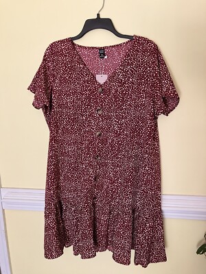 NWT Emory Rose Loose Fit Maroon/White Dress Plus Size 2XL | eBay