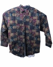 Roundtree  Yorke Label Button-Down Long Sleeve Geometric Country Shirt - XL
