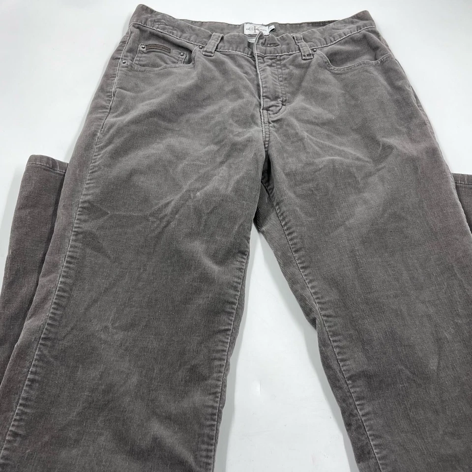 Pantalones de pana para mujer Calvin Klein talla 4 gris mezcla de algodón elásticos rectos Foto 2 de 4