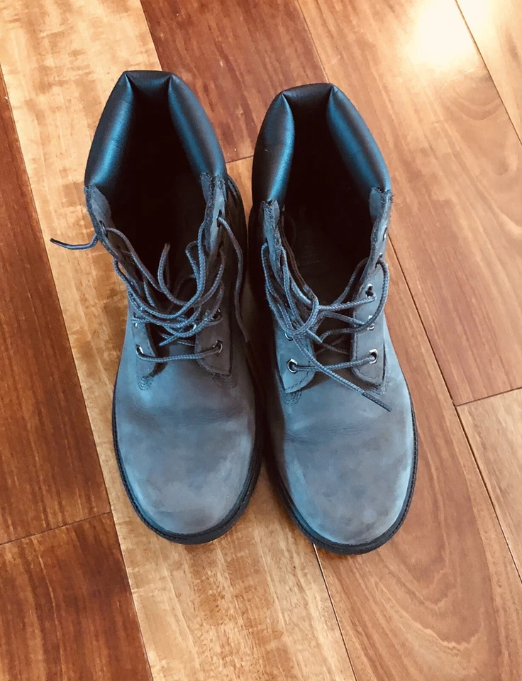 Timberland Botas de Senderismo Premium para Niños Gris Negro Cuero Con Cordones Impermeables 6.5 Foto 3 de 4