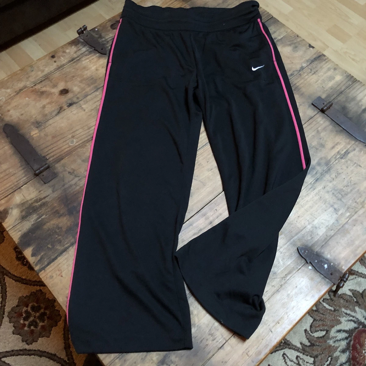 NIKE Women's Light Dri-Fit Athletic Pants Black and Pink Size M (8-10)  Cropped