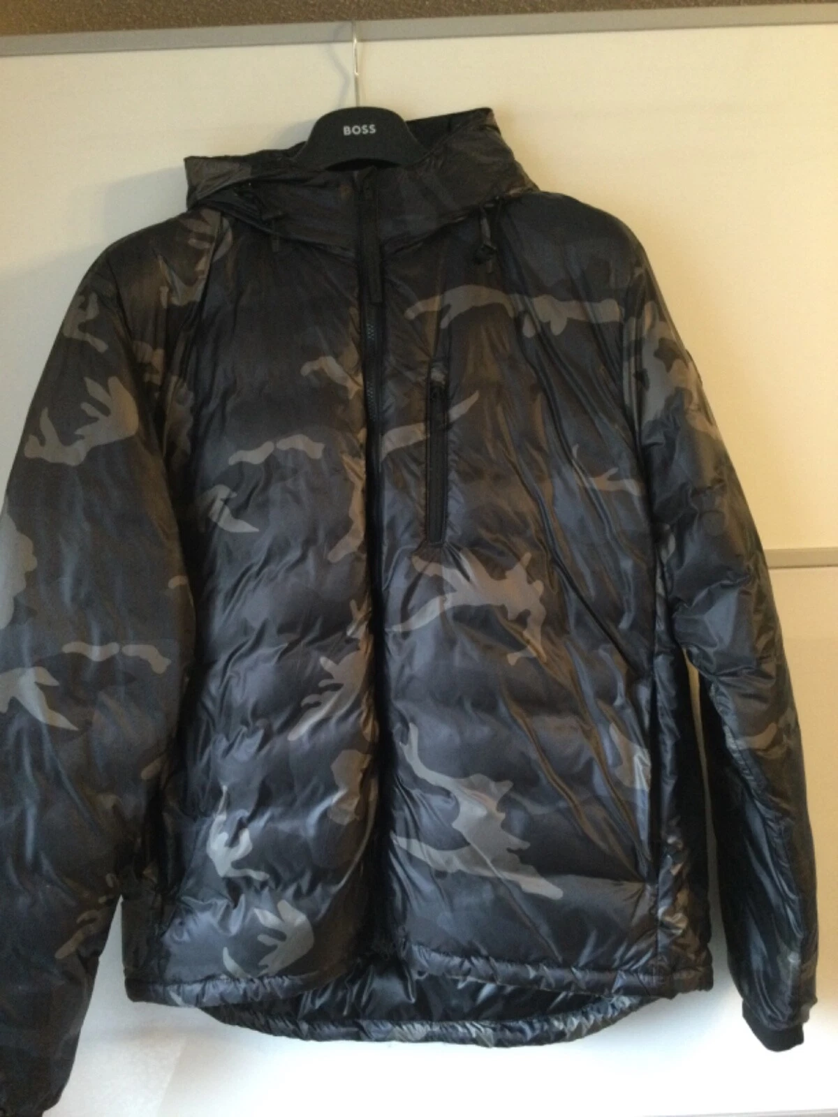 Canada Goose Black Down Camo Lodge Hoody Jacket Uomo XL NUOVO Piumino