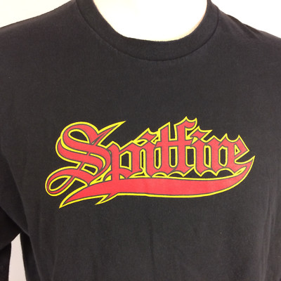 トップス 90s SPITFIRE L/S Skate Tee Lsize Black Vintage 90s Spitfire Skateboard Wheels T Shirt Long Sleeve