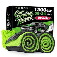 2-Pack Car Drying Towels 24x36 Inch 1300GSM, Twisted Loop Microfiber Gray-green