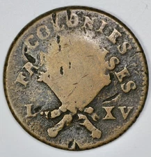 1767 French Colonies Copper Sou RF Counterstamp