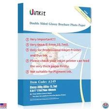 100 Sheets 8.5x11 Heavyweight Double Sided Glossy Photo Paper 80LB 300Gsm Inkjet