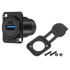 USB 3.0 to Type-C Panel Mount Socket Connector D-Type Black