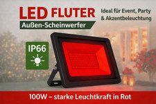 100W LED Rotlicht Fluter IP66 Außen-Scheinwe...