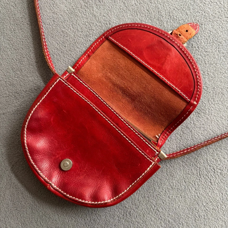 Я Medici маленький красный кожаная сумка богемное через плечо ретро сделано в Италии - Изображение 4 из 4