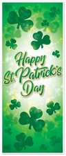 Happy St Patrick  s Day Door Cover Shamrock Decor All-Weather Banner 6ft x 30in