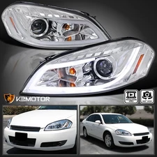 Clear Fits 2006-2013 Chevy Impala LED Strip Projector Headlights Lamps L+R 06-13