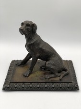 Vtg 6.5” Tall Heavy Bronze Labrador Retriever Statue On Base