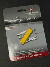New + Sealed! Genuine Victorinox Classic SD Pocket Knife in "Sunny Side Yellow"