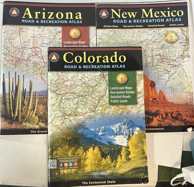 Colorado, New Mexico & Arizona Benchmark Road & Recreation Atlas 3 Map Book Lot