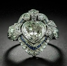 2Ct Heart Lab-Created Diamond Wedding Ring 14K White Gold Finish