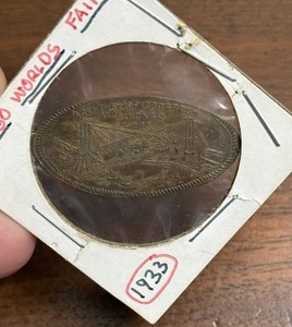 A39 1933 Century of Progress Chicago Worlds Fair Sky Ride Elongated Cent Pressed